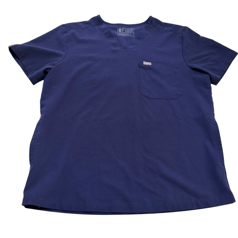 FIGS Women's Catarina One-pocket Scrub Top in Navy Blue sz L nurse uniform